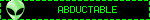 THe word abductable in green with a green alien face next to it.